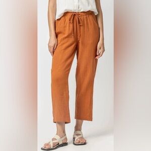 Honorine Harper 100% Cotton Gauze Slub Burnt Orange pants XS